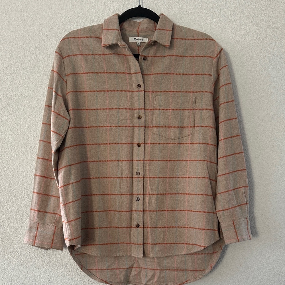 Madwell - Tan and Orange Casual Button-Down Shirt